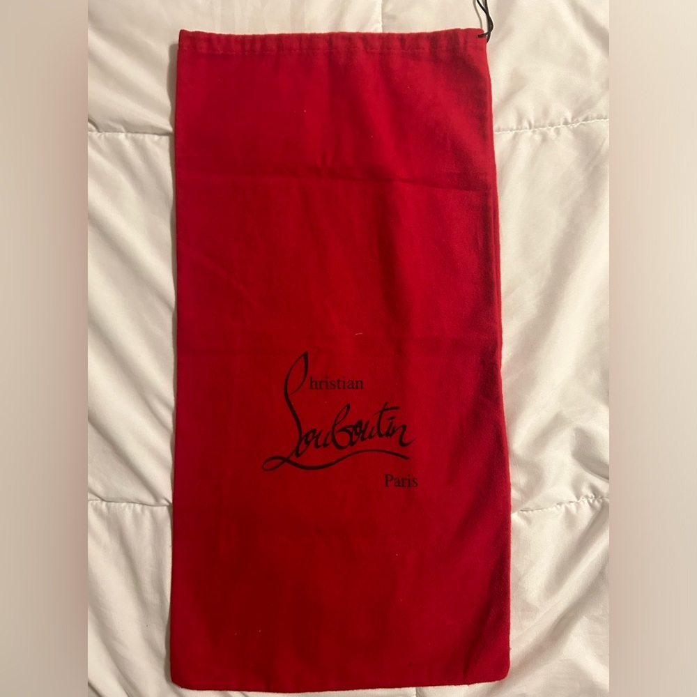Authentic Christian Louboutin Paris dust bag, draw string, red/black